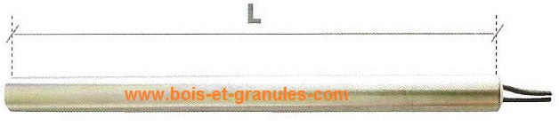 Bougie d'allumage poêle à pellets 350W compatible Longueur 185 mm -  diamètre 9,9 mm HT62707