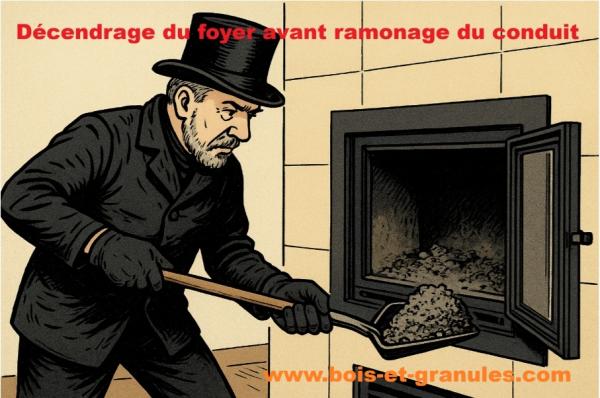 Prestations Décendrage foyer insert ou poêle avant ramonage (supplément)